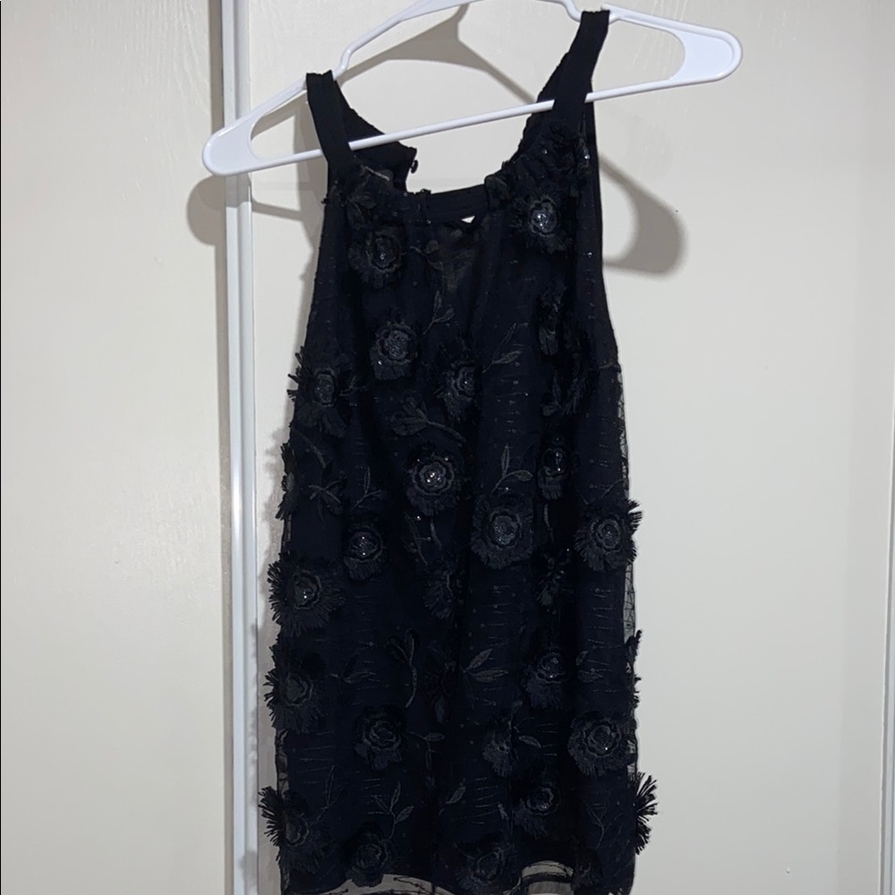 INC International Concepts Black Floral Tank Top